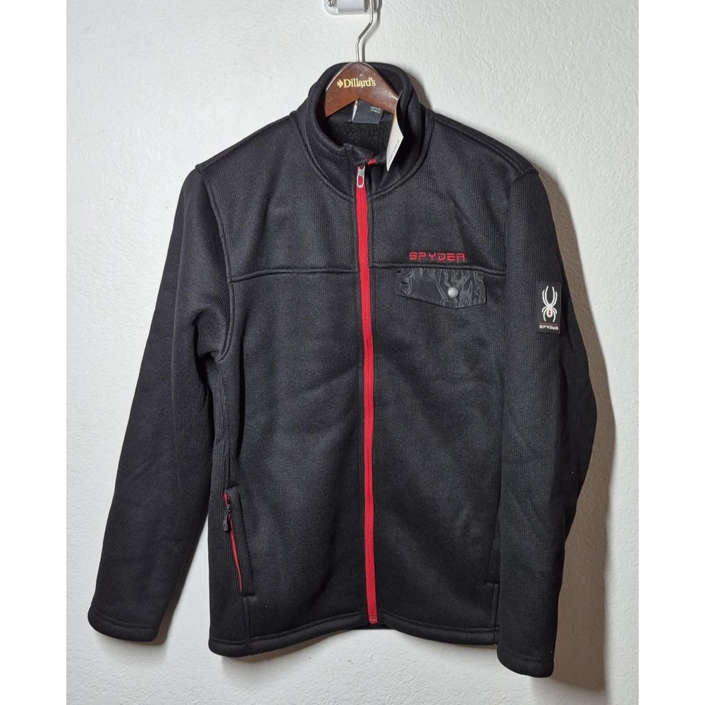 Spyder Fleece Lined  Softshell Jacket Mens Small Black Full Zip Ski Outdoor Warm